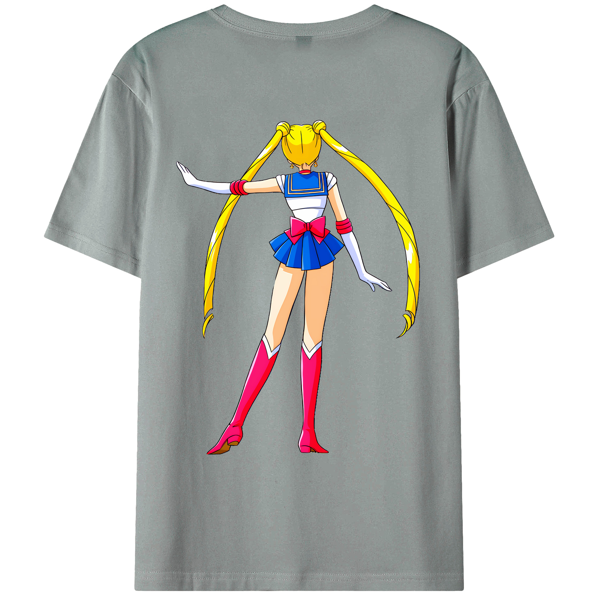 （画像用） 美少女戦士セーラームーン 月野 うさぎ つきの うさぎ Sailor Moon Tsukino Usagi 綿100％ メンズ半袖Tシャツ（バックプリント） 通気性